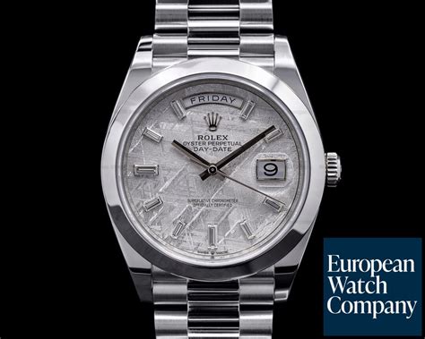 rolex day date platinum meteorite dial|rolex day date baguette bezel.